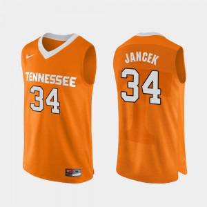 For Men's Vols #34 Brock Jancek Orange Authentic Performace College Basketball Jersey 630995-565