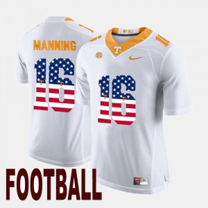 For Men Tennessee Vols #16 Peyton Manning White US Flag Fashion Jersey 713197-837