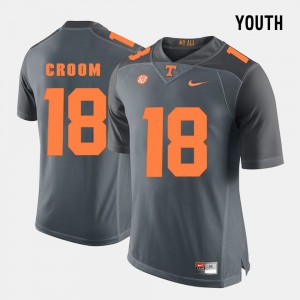 Youth(Kids) University Of Tennessee #18 Jason Croom Grey College Football Jersey 651955-554
