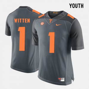 Youth University Of Tennessee #1 Jason Witten Grey College Football Jersey 395603-151