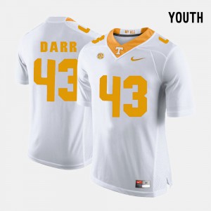 Kids Tennessee Vols #43 Matt Darr White College Football Jersey 349455-688